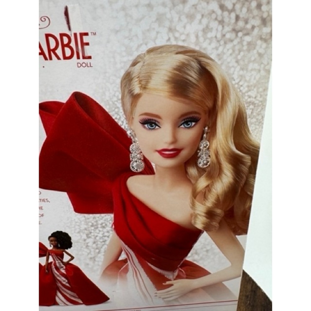 Mattel NEW 2019 Holiday Barbie Doll Red White Gown Signature Blonde - Picture 6 of 11